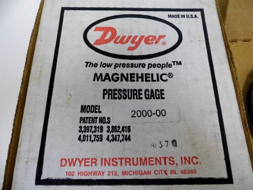 Dwyer Magnehelic Presure Gage 3T314 Model 2000-00