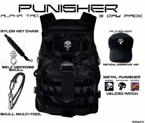 PUNISHER Tactical Backpack Duty Bag Police Gear Bag Patrol Pack w/ 5 Accessories