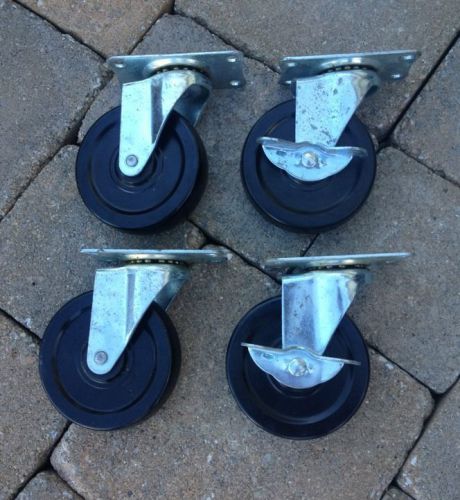 4 swivel casters. 2 w/ locks. 4 inch wheel. 4 hole mount bracket.new, never used for sale