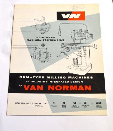 VAN NORMAN TCB1162 RAM-TYPE MILLING MACHINES BROCHURE