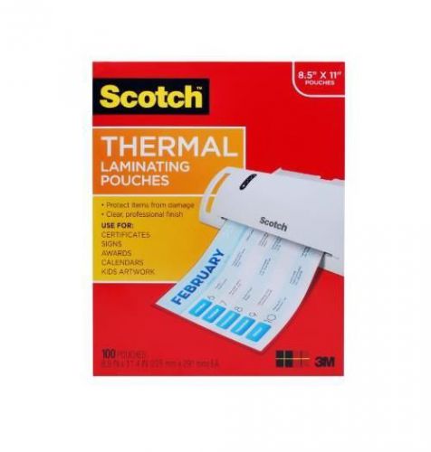 NEW Scotch Thermal Laminating Pouches, 8.9 x 11.4-Inches, 100-Pack (TP3854-100)
