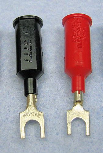 Rare old style pomona 3777 inline banana jack - spade lug adapter, 1ea red &amp; blk for sale