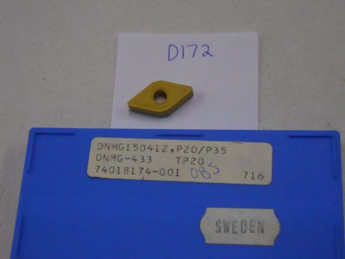 10 new seco dnmg 433 carbide inserts. dnmg 150412.  grade: tp20 {d172} for sale