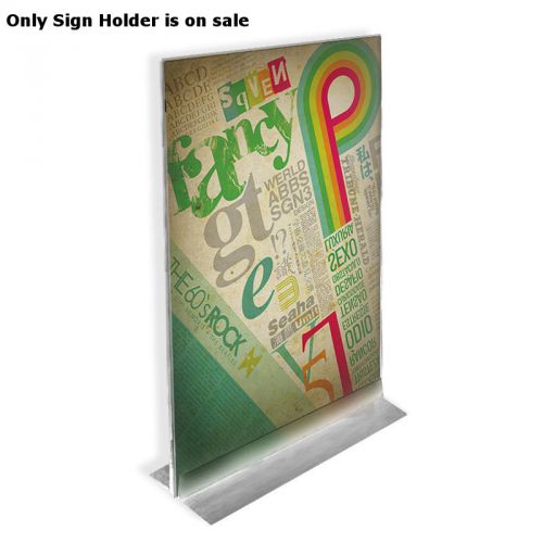 Count of 10 Clear Acrylic Vertical/Horizontal T-Strip Sign Holder 8.5&#034; X 14&#034;