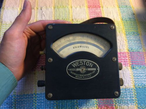 Vintage weston kilowatts meter model 432 measures 0-1.5 kw gauge for sale