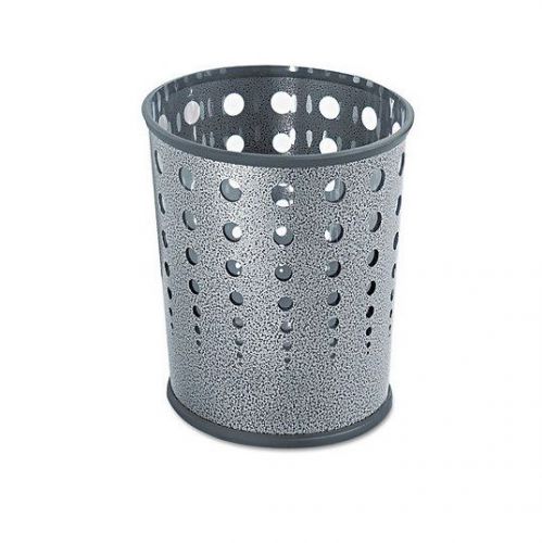 Safco Bubble Wastebasket Round Steel 6 Gal Black Speckle Powder Coated 9740NC