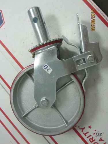 Durable Locking Scaffolding Caster 8&#034; x 2&#034; Polyurethane Steel Wheel Stem 1-3/8