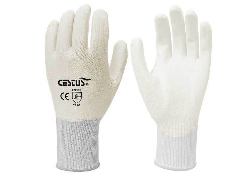 Cestus White TC3 Cut Resistant Level 3 PU Coated Food Grade Glove S