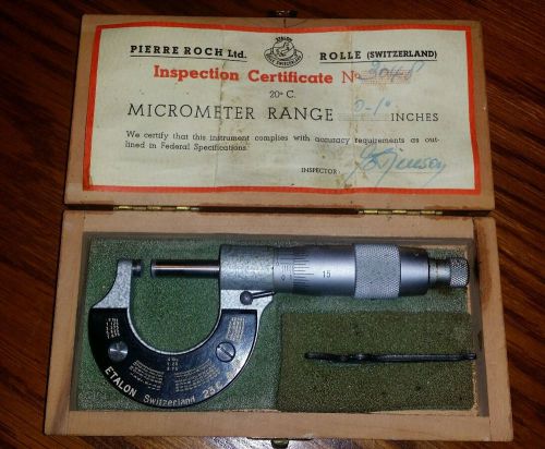 Etalon 0 - 1&#034;  Micrometer In Original Wooden Box