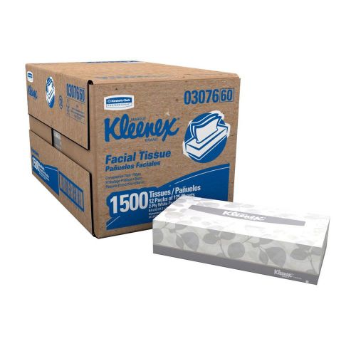 Kimberly clark kleenex 03076 facial tissue white 12 boxes of 125 for sale