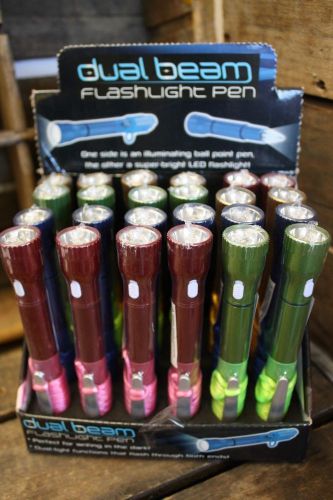 Dual beam flashlight pen  24pc resell / wholesale vibrant solid color led lights for sale