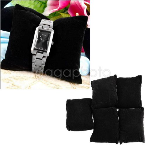 5 Pcs Velvet Fabric Display Pillow Showcase Watch Jewelry Holder Organizer Black