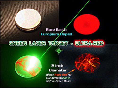 Green LaserTarget 2 Inch Dia.f/ 532nm Green Lasers - Glows Ultra Red when struck