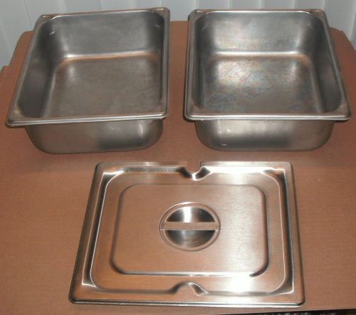 (LOT OF 2) VOLLRATH SUPER PAN I  (10 3/8&#034; x 12 3/4&#034; x 4&#034;) &amp; ONE SLOTTED COVER