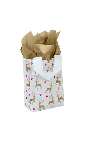 Count of 25 New Small Reindeer Magic Plastic Frosted Shopper 5” x 3” x 7”