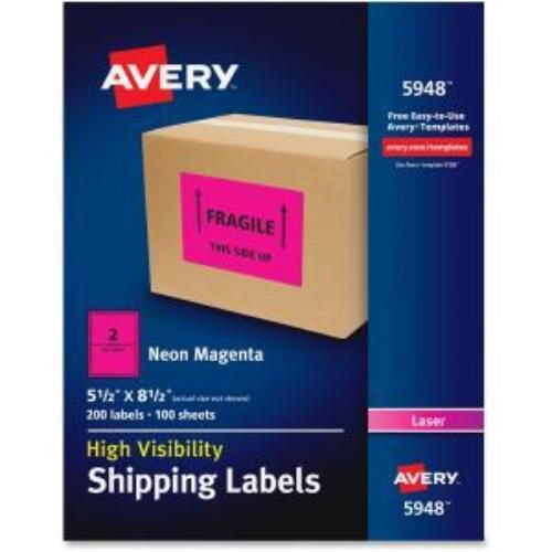Avery High-visibility Neon Shipping Labels - 8.50&#034; Width X 5.50&#034; Length - 200 /