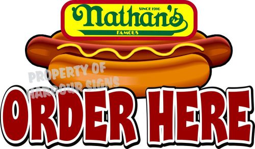Order Here Decal 14&#034; Nathan Hot Dog Food Truck Concession Restaurant Vinyl