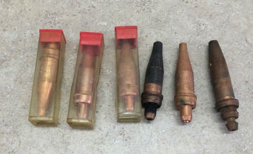 Lot of 6 (3 used / 3 new) Victor and Airco Acetylene tips Welding