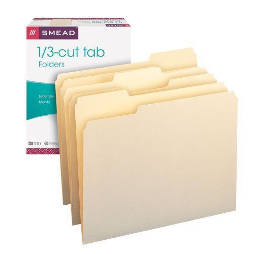New Smead Manila File Folder, 1/3-Cut Tab, Letter Size, Manila, 100 per Box