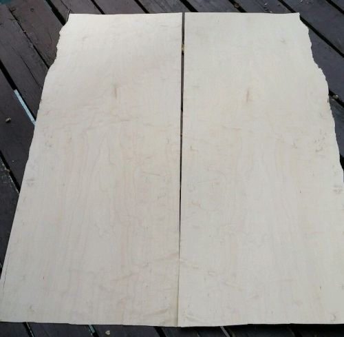2 flat consecutive pieces of wavy hard maple wood veneer 29&#034; x 11 1/8&#034; each