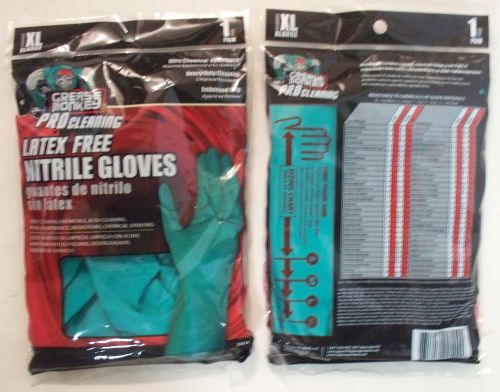 Two Packages Grease Monkey Pro Cleaning Latex Free Nitrile Green Gloves Size XL