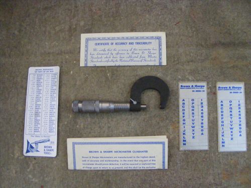 Brown and sharpe 0-1&#034; micrometer with original paperwork for sale