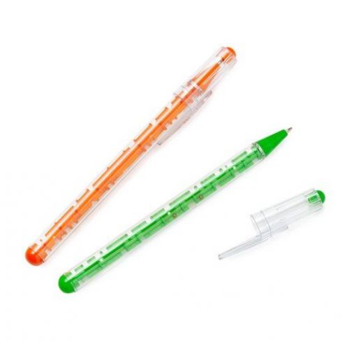 Mustard Amazing Pen with Ball Maze Puzzle Game inside Set of 2 Green &amp; Orange