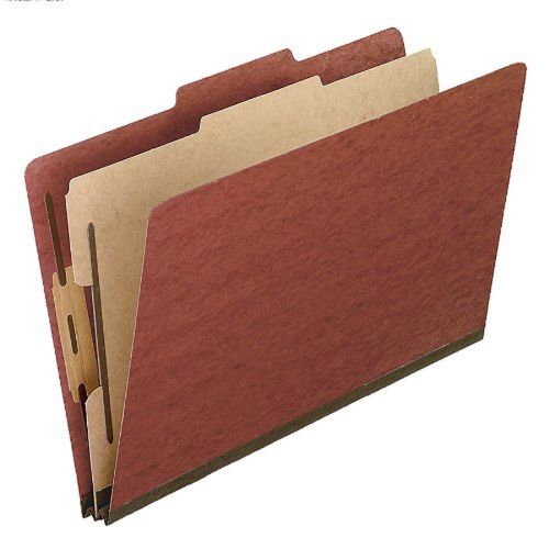 Pendaflex Pressboard Classification Folders Legal Size 4-Section Red 10 per B...