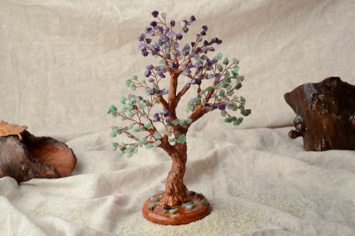 Decorative Tree With Amethyst And Nephrite