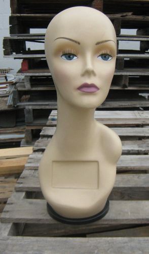 (USED) MN-436C Female Mannequin Head Form w/ Card Holder and Turn Table Base