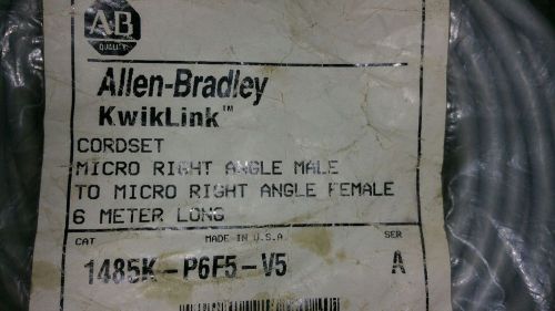 ALLEN BRADLEY KWIKLINK  RIGHT ANGLE MALE TO FEMALE CORDSET 1485K-P6F5-V5 *NEW*