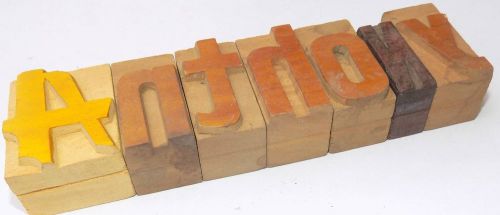 Letterpress Wood Type Printers 7 Block &#039;ANTHONY&#039; Typography #bc-1298