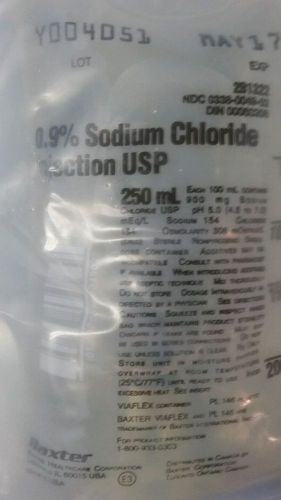 Lot of 30 Baxter 0.9% Sodium Chloride 250mL Inject Saline 250ML Sodium Chloride