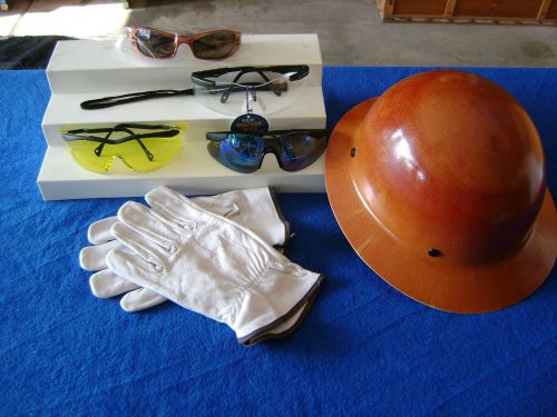 msa skullgard hardhat  gloves safety glasses