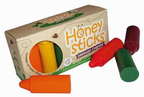 Honeysticks beeswax crayons 12 colors + name seal  From Japan New