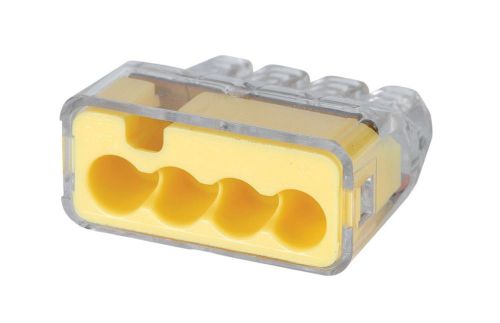 New Ideal 30-1034J  200pk Push-In 4 Port Yellow Wire Nut Connectors