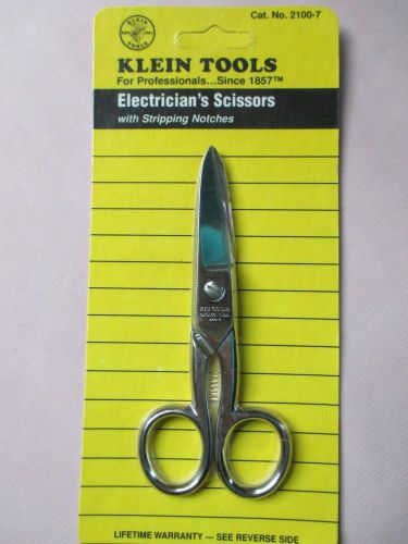 New klein tools electrician&#039;s scissors with stripping notches cat no. 2100-7 for sale