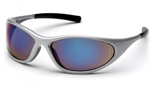Pyramex zone ii safety glasses - silver frame blue mirror lens for sale