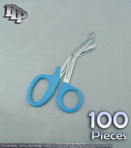 100 Paramedic Utility Bandage Shear Scissor 5.5&#034; Sky Handle Surgical Instruments
