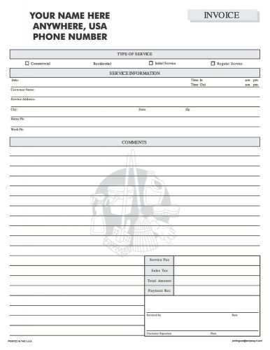 100 2 part NCR Carbonless Forms - House Cleaning Invoice