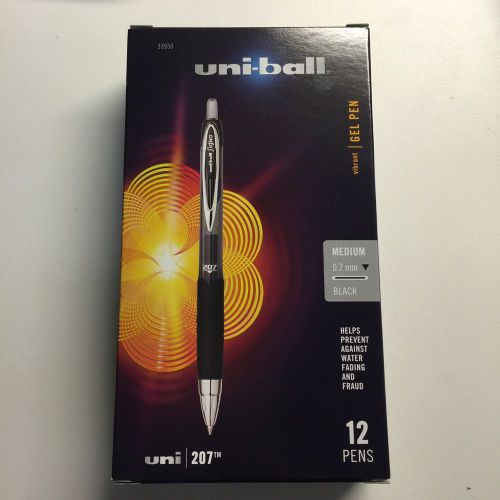Free shipping NEW 12 pack uni-ball 207 Retractable Fraud Gel Black 33950 Medium