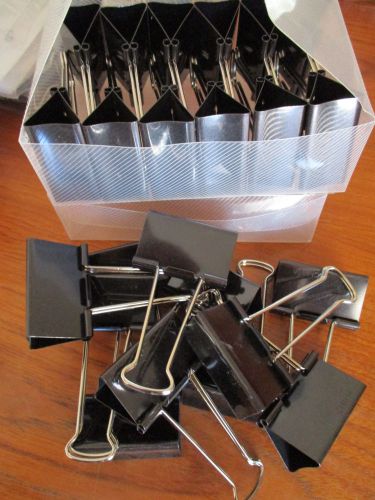 23 Large Binder Clips 2&#034; Wide 1&#034; Capacity Black NEW