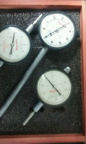 3 starrett dial indicator gauges 25-111  .0001  &amp; 25-131 .0005  in wooden box for sale