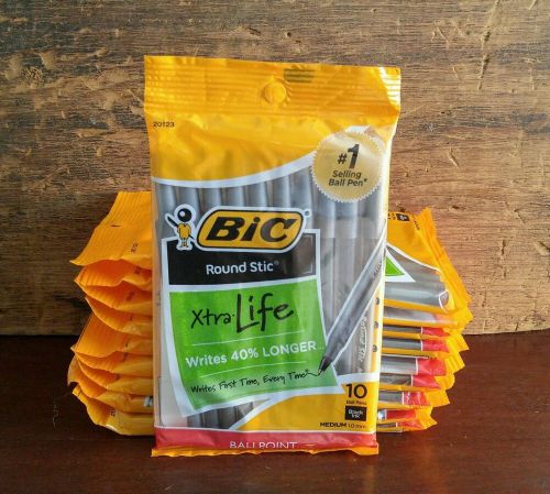 Bic Stationery Round Stic Xtra Life Medum 1mm Ballpoint Ball Pen 10 Ct Set of 10