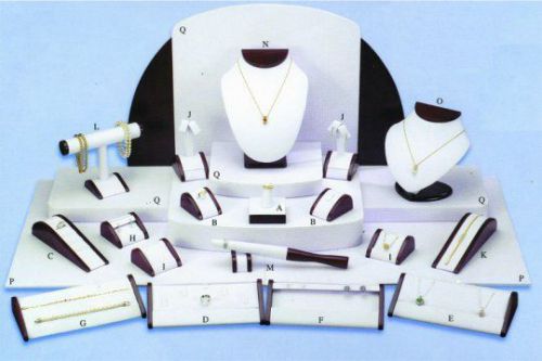 20 Piece White faux leather Retail SHOWCASE Pawn Necklace Ring JEWELRY DISPLAY