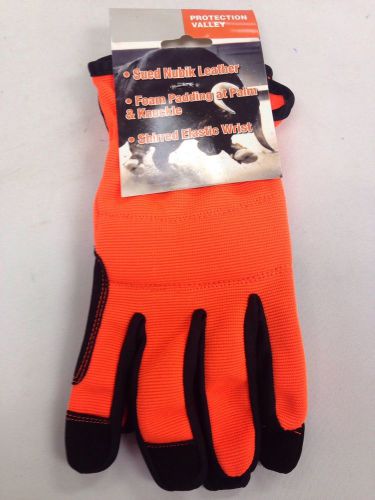 Touch Screen, High Vis Synthetic Leather Mechanics Gloves ,Orange Color