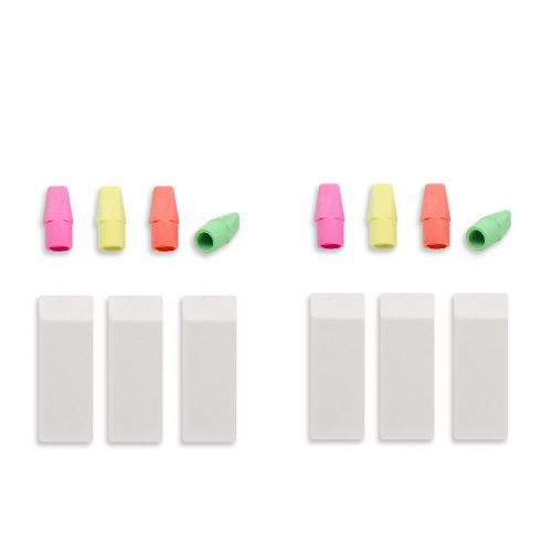 Rubber Eraser White x 3 Classic &amp; Topper Rubber Eraser x 5 MultiColor for Pencil