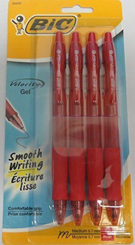 Lot of  2 4 packs BIC Velocity Retractable Gel-Ink Roller Pens Medium Point Red