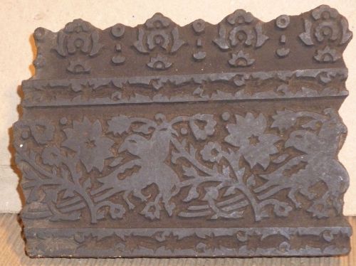 OLD TEXTILE PRINTING BLOCK WOODEN HAND CARVED ON FABRIC MURAL ETC.