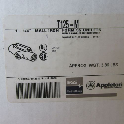 New in box Appleton T125-M 1- 1/4&#034; Mall Iron form 35 unilet